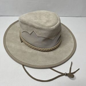 Head N Home Sierra Beige Suede Leather Mesh Western Style Hat Size Small USA